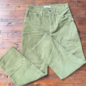 Madewell Classic Straight Leg Corduroy Jeans sz 28 Olive Green High Rise